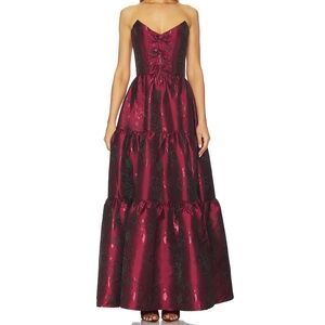 V. Chapman Vida Gown in Garnet Barooue Floral